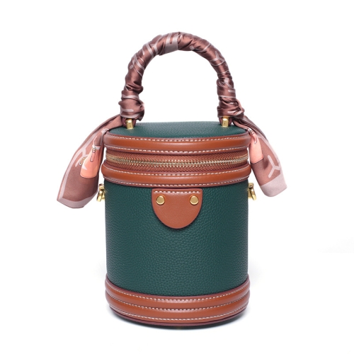 Customized Mini Retro Bucket Bag from Guangzhou Factory, European and American New Silk Scarf, Small Cylinder Handbag, Crossbody Bag, Women's Bag
