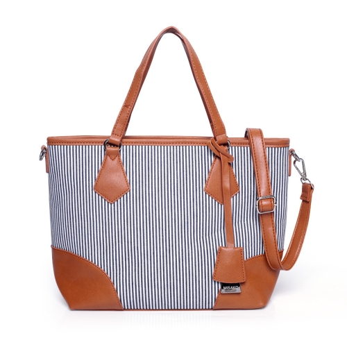 Customized European and American retro large capacity bags for women Striped commuting bag