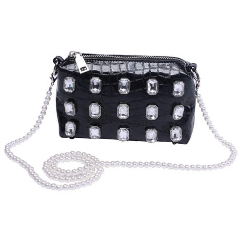 OEM custom pearl chain women's bag, sparkling diamond diagonal cross women's bag/Pearl shoulder bag