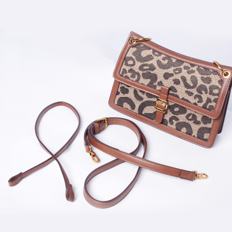 Customized leopard print women's bag by the manufacturer, fashionable autumn and winter leather single shoulder small square bag, women's crossbody bag