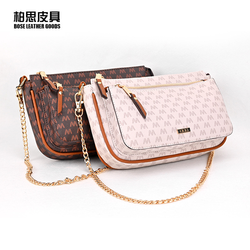 Light Luxury Chain Crossbody Women's Fashion Retro Old Flower Women's Bag Large Capacity Printed Shoulder Bag Wholesale for Women